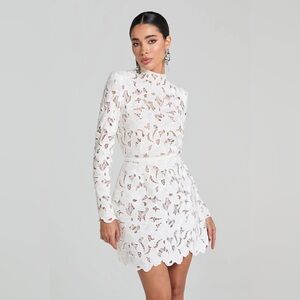Nadine Merabi white lace Lydia mini dress